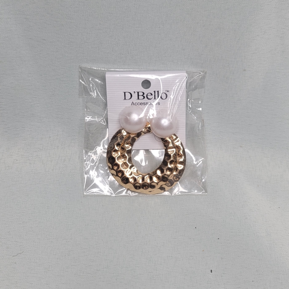 Gold and White Hoop Earrings